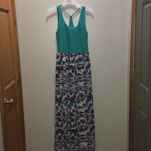Teal/patterned maxi dress.  Size medium.